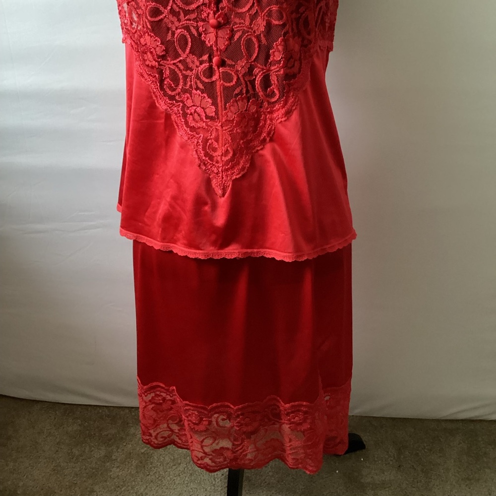 Cabernet Elegant Red two pc. Lace slip and cami Set - Picture 2 of 4